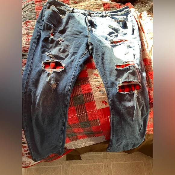 SHEIN plaid ripped jeans - Picture 1 of 2